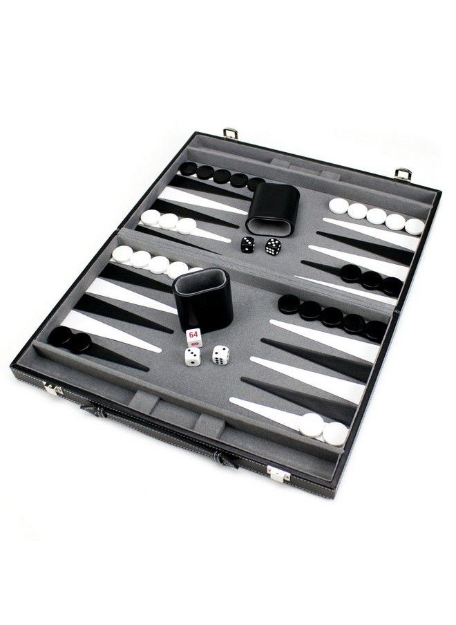 Brybelly - Deluxe 15Inch Backgammon Set With Stitched Black Leatherette Case - Image 1