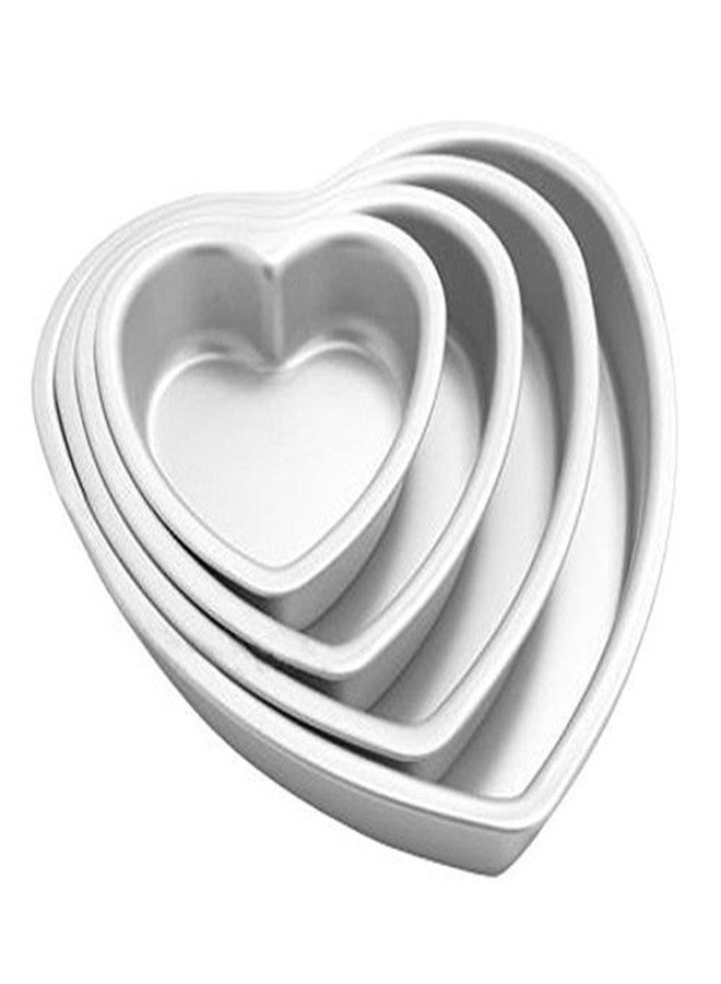 eoocvt 4pcs Aluminium Heart Shaped Cake Pan Set Tin Muffin Chocolate Mold Baking with Removable Bottom - 5" 6" 8" 10" - Image 1