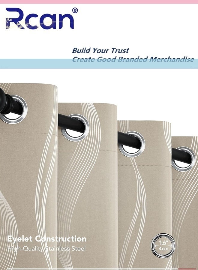 ركان ستائر تعتيم من لوحة واحدة، ستائر تعتيم مزخرفة بخيوط فضية، ستائر معتمة عازلة للحرارة لغرفة النوم وغرفة المعيشة 132 × 244 سم - Image 2