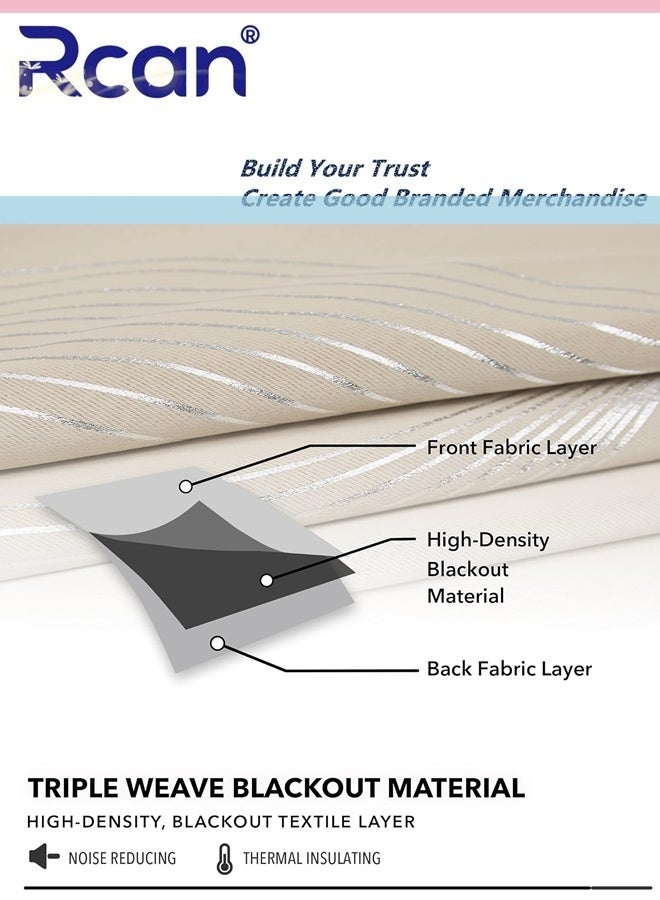 ركان ستائر تعتيم من لوحة واحدة، ستائر تعتيم مزخرفة بخيوط فضية، ستائر معتمة عازلة للحرارة لغرفة النوم وغرفة المعيشة 132 × 244 سم - Image 4