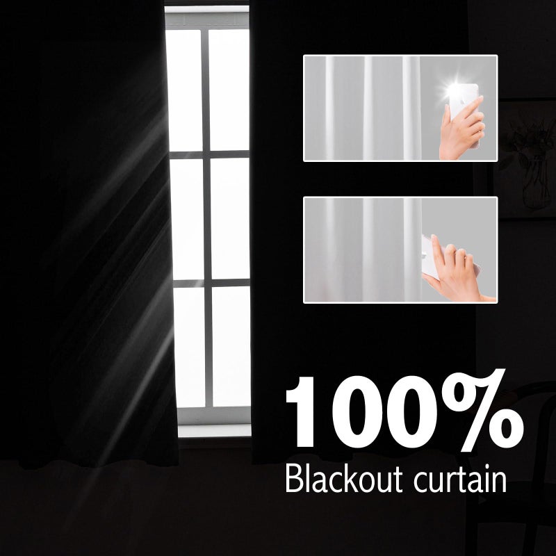 Anytime 100% Blackout Curtain 2 Panels Set,Thermal Insulated Window Drapes for Bedroom,Full Shading Panels (Greyish White,37W x 63L) - Image 3
