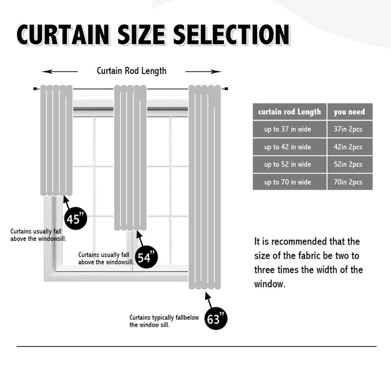 Anytime 100% Blackout Curtain 2 Panels Set,Thermal Insulated Window Drapes for Bedroom,Full Shading Panels (Greyish White,37W x 63L) - Image 2