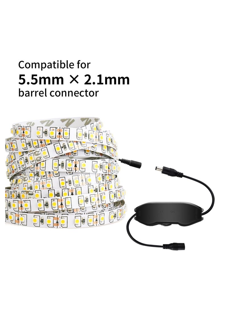 2Pcs Dimmable LED Controller DC 12V-24V LED Strip Switch Dimmer Adjustable Controller for LED Strip Light 2835 5050 LED Dimming Controller On/Off Brightness Male to Female Connectors