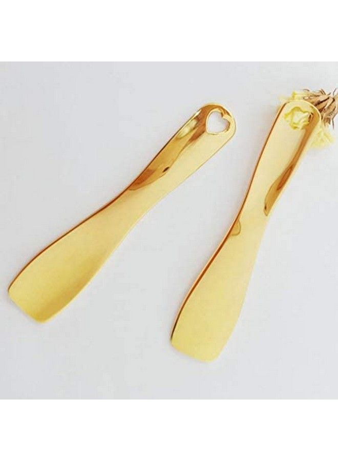 Leorx 3Pcs Makeup Spatula Small Alloy Face Cream Spoon Reusable Mask Scoop Beauty Tools (Golden) - Image 4