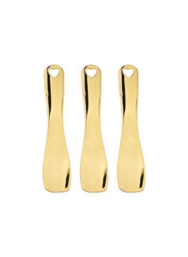 Leorx 3Pcs Makeup Spatula Small Alloy Face Cream Spoon Reusable Mask Scoop Beauty Tools (Golden) - Image 3