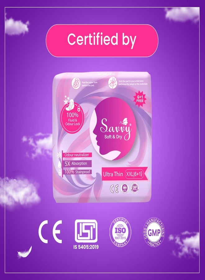 Savvy Ultra Thin Sanitary Napkins Pads For Women, XXL Size Regular to Heavy Flow Advanced Leaklock Protection, Wider Wings Super Absorption - (35 Pads) 280mm - Image 5