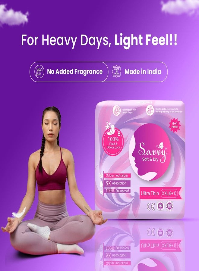 Savvy Ultra Thin Sanitary Napkins Pads For Women, XXL Size Regular to Heavy Flow Advanced Leaklock Protection, Wider Wings Super Absorption - (35 Pads) 280mm - Image 4