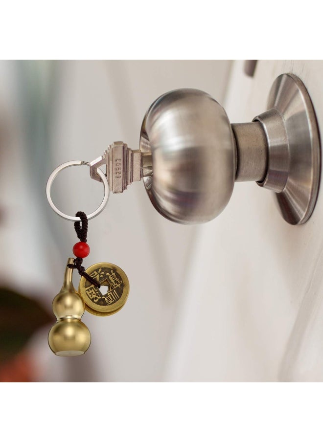WILLBOND 2 Pieces Chinese Coins Feng Shui And Brass Wu Lou Health Amulet Gourd Keychain Chinese Knot Lucky Charms Red String 2024 For Good Luck Fortune Wealth Health Success To Friends Families Lovers  - Image 2