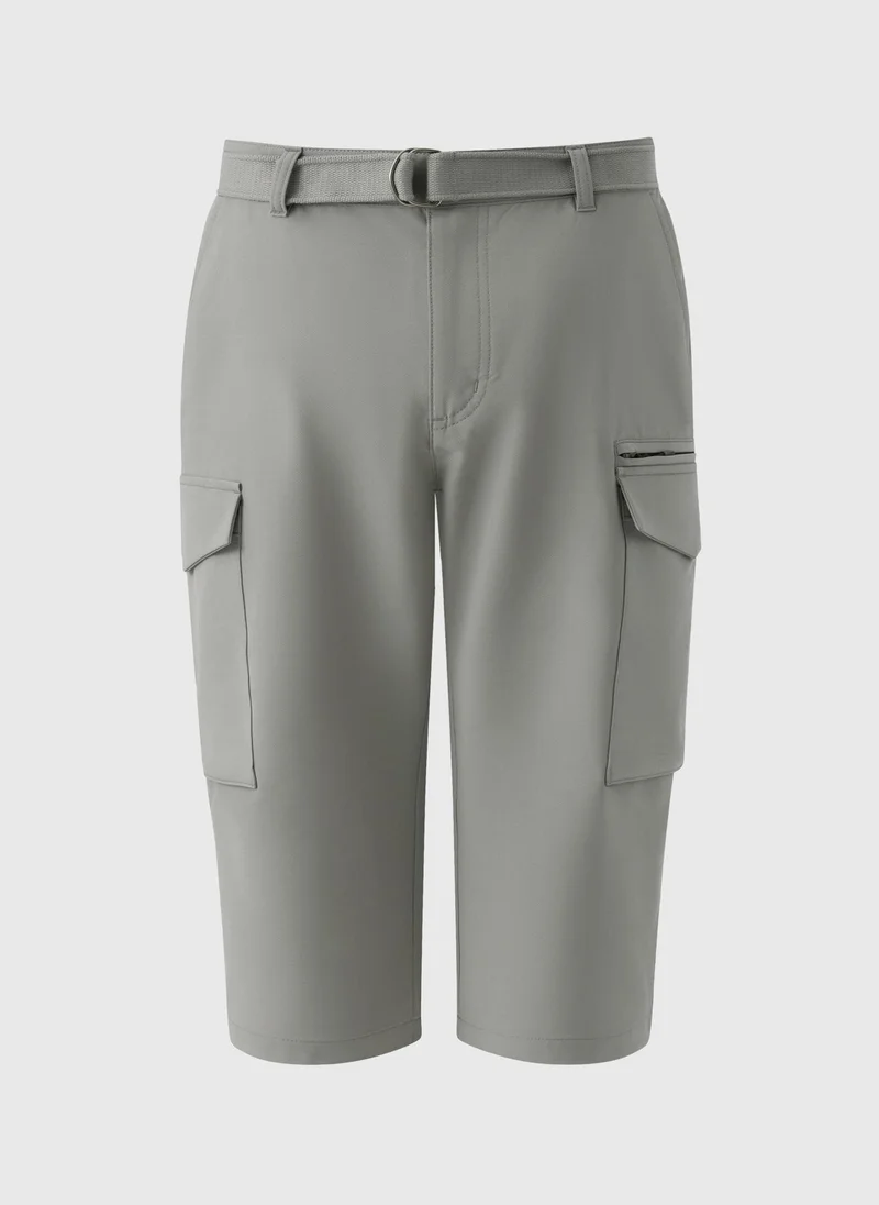 Matalan Grey Belted 3/4 Trek Shorts