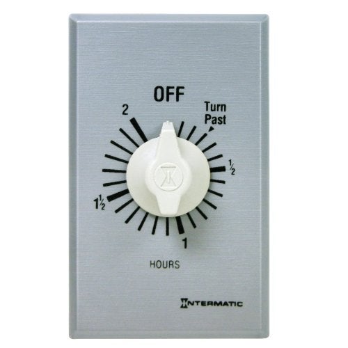 Intermatic FF2H 2-Hour Spring Loaded Wall Timer SPST No Hold - Enhance Energy Efficiency with Universal Compatibility - Automatic Timer for Effortless Control, Brushed Metal Finish - Image 1
