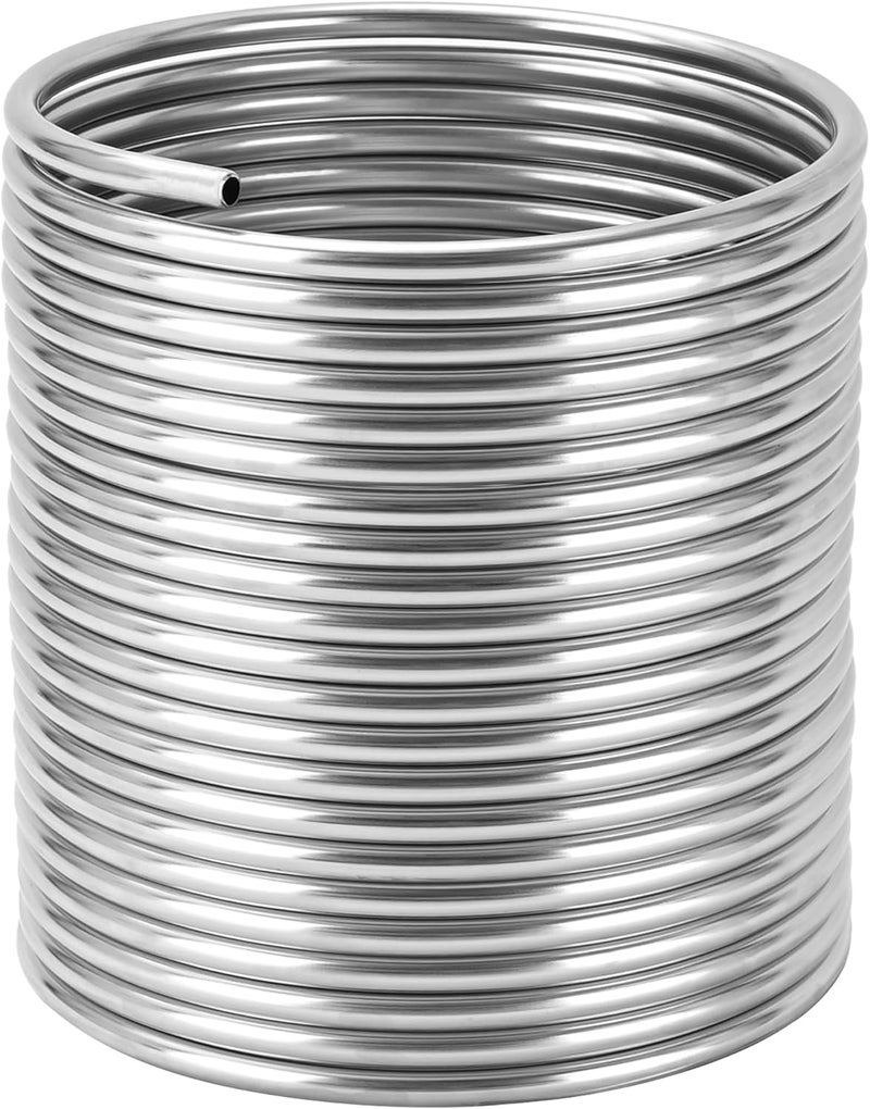 BACOENG 1/2" x 50Ft 304 Wort Chiller, Stainless Steel Tubing Coil for Ice Bath Beer Brewing Tubing Coil, Water Cooler Equipment - Image 1