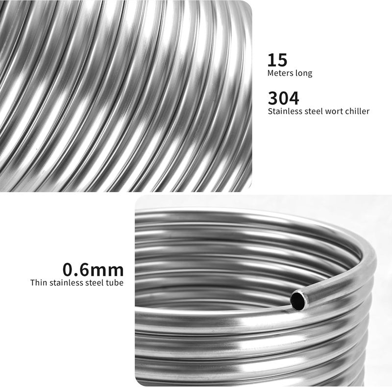 BACOENG 1/2" x 50Ft 304 Wort Chiller, Stainless Steel Tubing Coil for Ice Bath Beer Brewing Tubing Coil, Water Cooler Equipment - Image 3