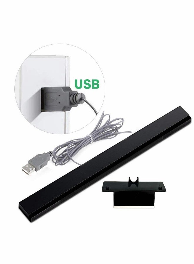Sensor Bars, USB Wired Sensor Bar for Wii Games, , Replacement Infrared IR Ray Motion Sensor Signal Receiver for Nintendo Wii/Wii U Console, with Stable Stand (Black)