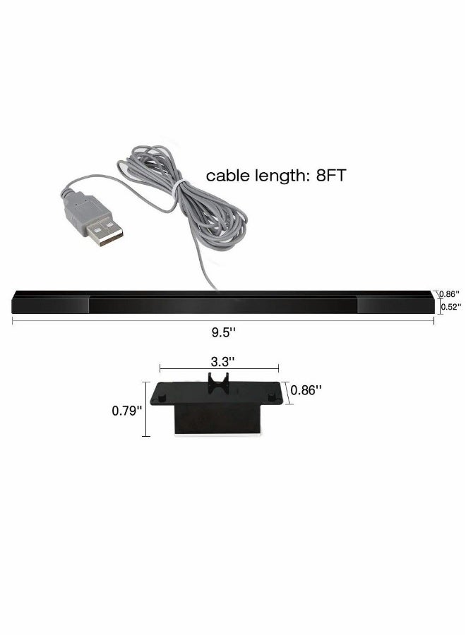 Sensor Bars, USB Wired Sensor Bar for Wii Games, , Replacement Infrared IR Ray Motion Sensor Signal Receiver for Nintendo Wii/Wii U Console, with Stable Stand (Black)
