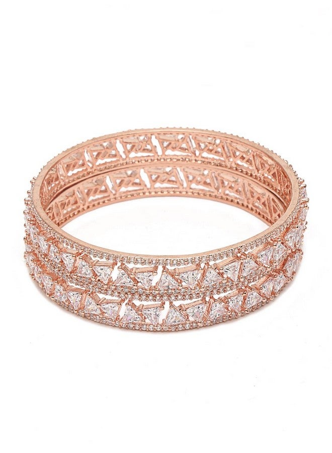 يو بيلا أساور أنيقة مطلية بالذهب الوردي مرصعة بالألماس الأمريكي من YouBella Jewellery للفتيات والنساء (YBBN_91891) (ذهب وردي) (2.4) - Image 3