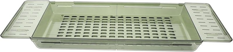 Adjustable Bathtub Tray Expandable Storage Rack for Tablets Books and Wine Glasses Green - Image 1