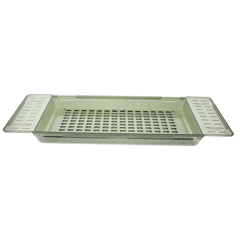 Adjustable Bathtub Tray Expandable Storage Rack for Tablets Books and Wine Glasses Green - Image 2