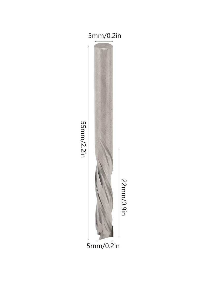 3 Flute End Mill Cutter, Tungsten Steel 5 x 5 x 22 x 55mm Round Shank End Milling Cutter Tool Drill Bit Tool for Aluminum Metalworking Tool