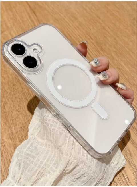 iPhone 16 Clear Case, Crystal Clear iPhone 16 Case Compatible with Magsafe, Soft Silicone Edge + PC Hard Back Panel, Slim Anti Drop Back Cover for Apple iphone 16 2024 (Clear)