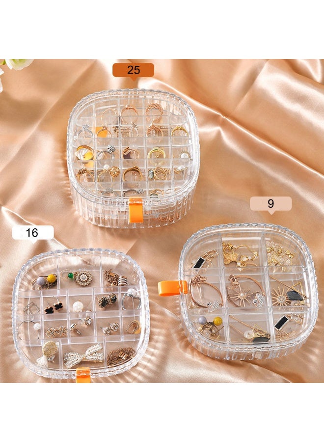 صندوق منظم للمجوهرات، صندوق منظم للحلق مصنوع من الأكريليك مع صينية مقسمة، صندوق تخزين أخضر للخواتم والأساور والقلائد، علبة مجوهرات سفر من طبقتين، لون (بني) - Image 2