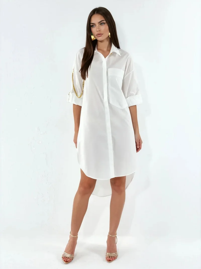 جينيفر Oversized Mini Shirt Dress