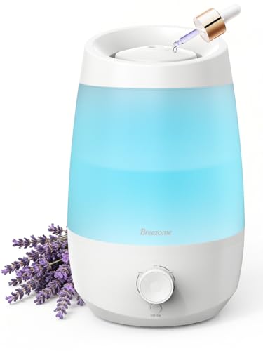 BREEZOME 2.5L Top Fill Humidifiers for Bedroom, 250ml/h Mist Output, 25hrs Humidifiers for Home, 7 Adjustable LED, Essential Oil Diffuser, 25dB Ultrasonic Humidifier for Baby and Indoor Plants, White - Image 4