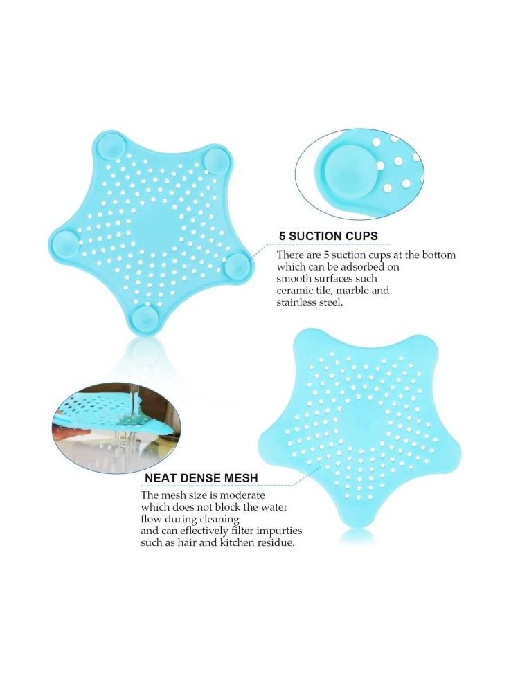 AS SEEN ON TV Starfish Silicone Drain Hair Catcher Kitchen Bathroom Shower Sink Strainer Blue  - Image 2