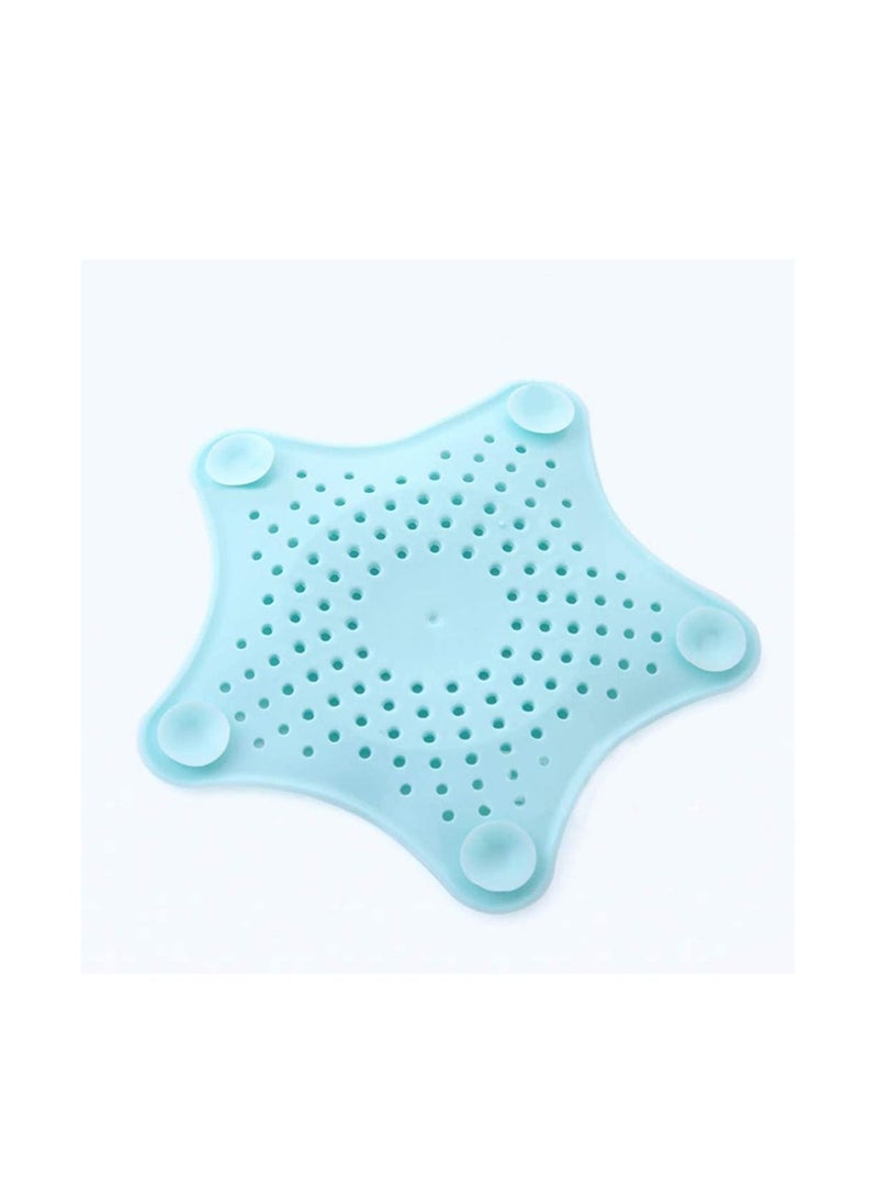 AS SEEN ON TV Starfish Silicone Drain Hair Catcher Kitchen Bathroom Shower Sink Strainer Blue  - Image 1