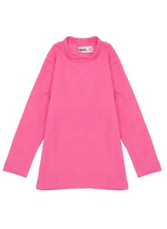 LONG-SLEEVED PINK HALF-COLLAR T-SHIRT