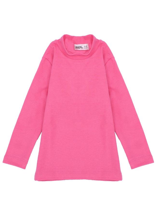 Our kids - LONG-SLEEVED PINK HALF-COLLAR T-SHIRT - Image 1