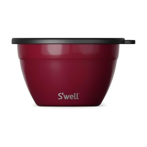 S'well Stainless Steel Salad Bowl Kit 64oz, Wild Cherry, Comes with 2oz Mini Canister and Removable Tray for Organization, Leakproof, Easy to Clean, Dishwasher Safe - Image 1