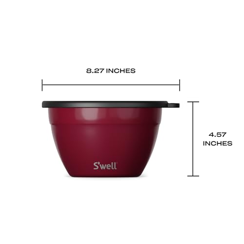S'well Stainless Steel Salad Bowl Kit 64oz, Wild Cherry, Comes with 2oz Mini Canister and Removable Tray for Organization, Leakproof, Easy to Clean, Dishwasher Safe - Image 4