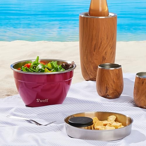 S'well Stainless Steel Salad Bowl Kit 64oz, Wild Cherry, Comes with 2oz Mini Canister and Removable Tray for Organization, Leakproof, Easy to Clean, Dishwasher Safe - Image 5