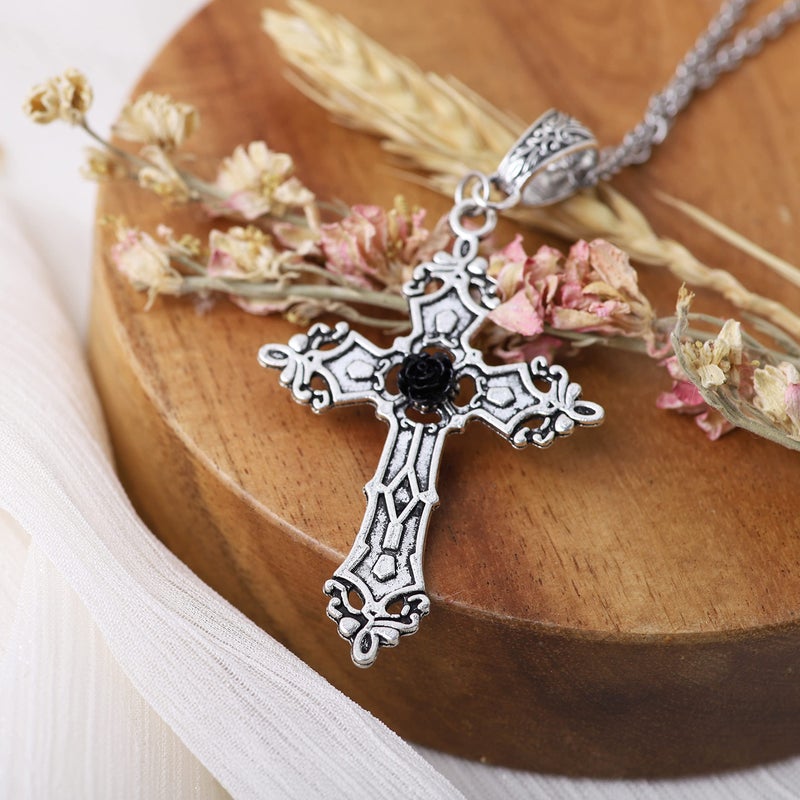 Sacina Gothic Cross Pendant Necklace, Gothic Emo Punk Grunge Y2k Cross Necklace, Goth Jewelry, Christmas Jewelry Gift for Women - Image 4