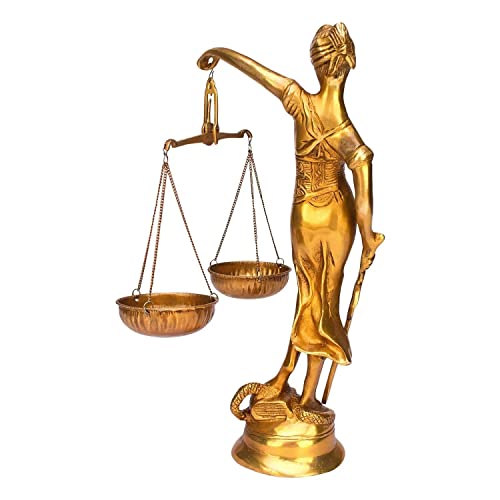 ARTVARKO Brass Andha Kanoon Statue Blind Folded Justice Lady Murti Sculpture Blindfolded Figurine Handicraft Insaf Ka Tarazu Showpiece Murti Office Home Décor 14 Inch - Image 5
