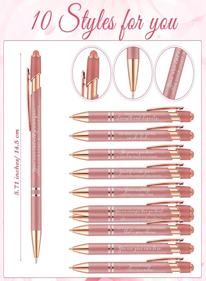 Supervitae Women History Month Gifts Bulk 10 Styles Pink Ballpoint Pens with Inspirational Card Inspirational Gifts for Fale Coworker Staff Teacher Mother Sister Holiday Gift(50 Sets) - Image 2