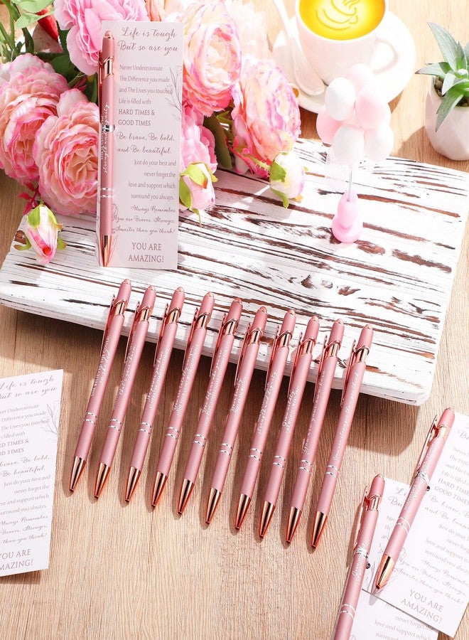 Supervitae Women History Month Gifts Bulk 10 Styles Pink Ballpoint Pens with Inspirational Card Inspirational Gifts for Fale Coworker Staff Teacher Mother Sister Holiday Gift(50 Sets) - Image 4