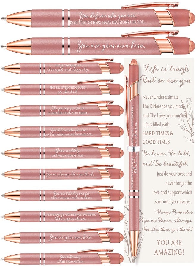 Supervitae Women History Month Gifts Bulk 10 Styles Pink Ballpoint Pens with Inspirational Card Inspirational Gifts for Fale Coworker Staff Teacher Mother Sister Holiday Gift(50 Sets) - Image 1