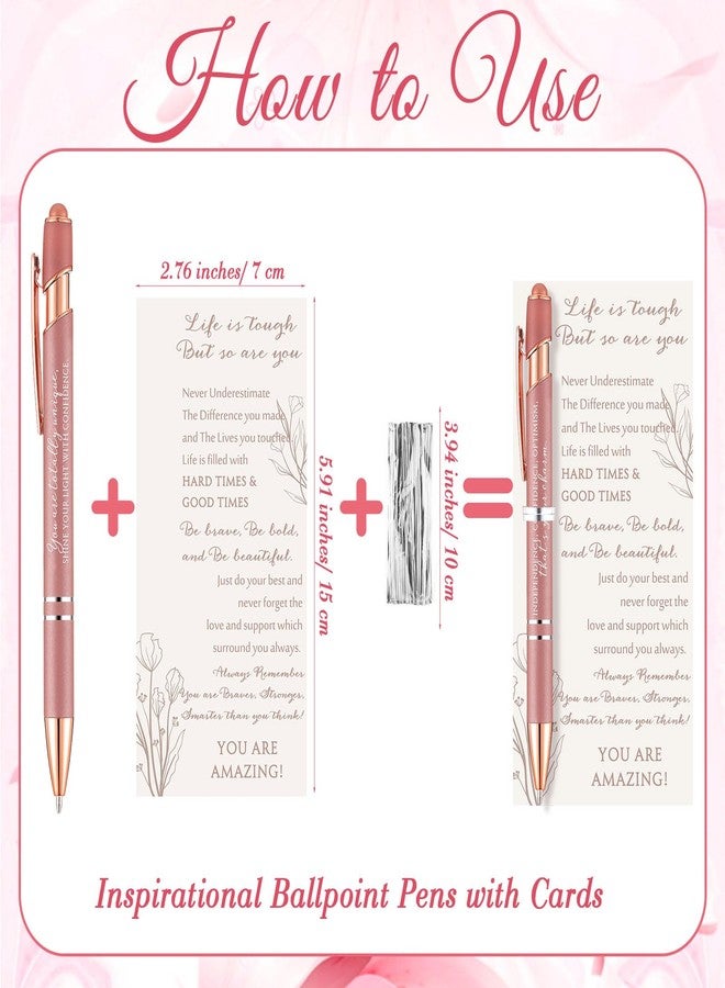 Supervitae Women History Month Gifts Bulk 10 Styles Pink Ballpoint Pens with Inspirational Card Inspirational Gifts for Fale Coworker Staff Teacher Mother Sister Holiday Gift(50 Sets) - Image 3