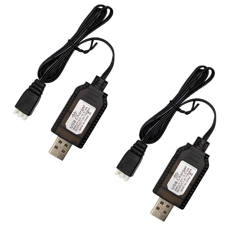 Mmobiel 2X Usb Charger Cable For 7.4V 1A 2S Lipo & Li-Ion Batteries - Usb To Xh-3P Connector For Charging Compatible With Gel Splatter Blaster Toy  Rc Boats  Drones  Skytech  Quadcopters  Wltoys Etc. - Image 1
