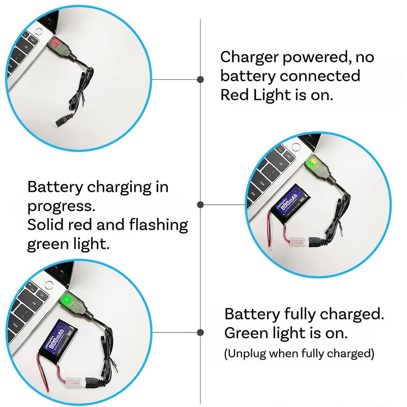 Mmobiel 2X Usb Charger Cable For 7.4V 1A 2S Lipo & Li-Ion Batteries - Usb To Xh-3P Connector For Charging Compatible With Gel Splatter Blaster Toy  Rc Boats  Drones  Skytech  Quadcopters  Wltoys Etc. - Image 5