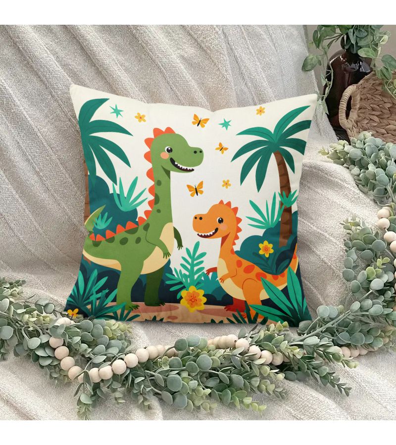 Dinosaur Themed Square Decorative Pillow Cover 20x20 Inch Double Sided Print With Zipper Closure For Bedroom Living Room Patio Porch - Image 5