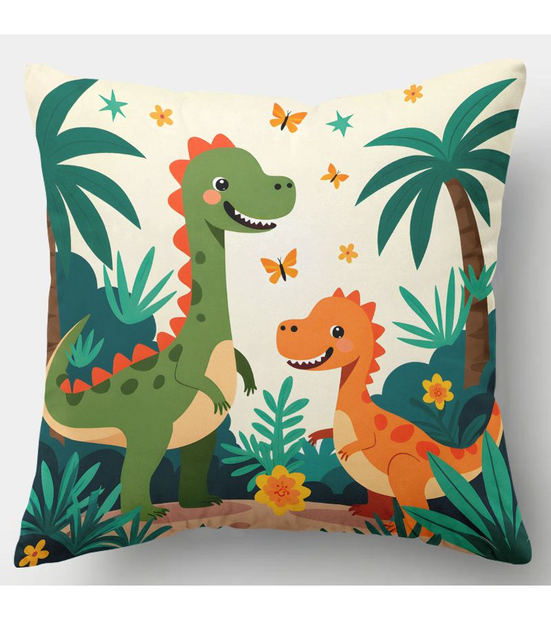 Dinosaur Themed Square Decorative Pillow Cover 20x20 Inch Double Sided Print With Zipper Closure For Bedroom Living Room Patio Porch - Image 2