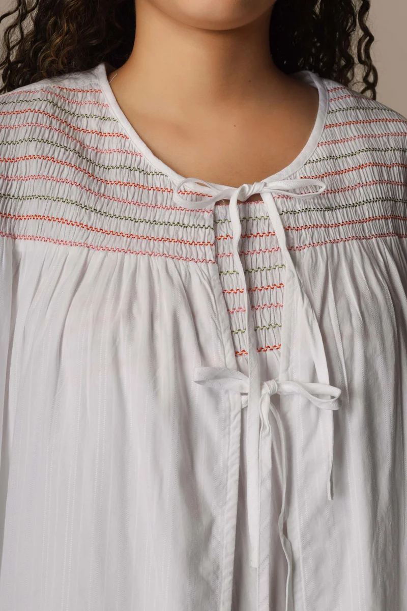 After Dark Portia, White Nightdress and Gown with Smocking