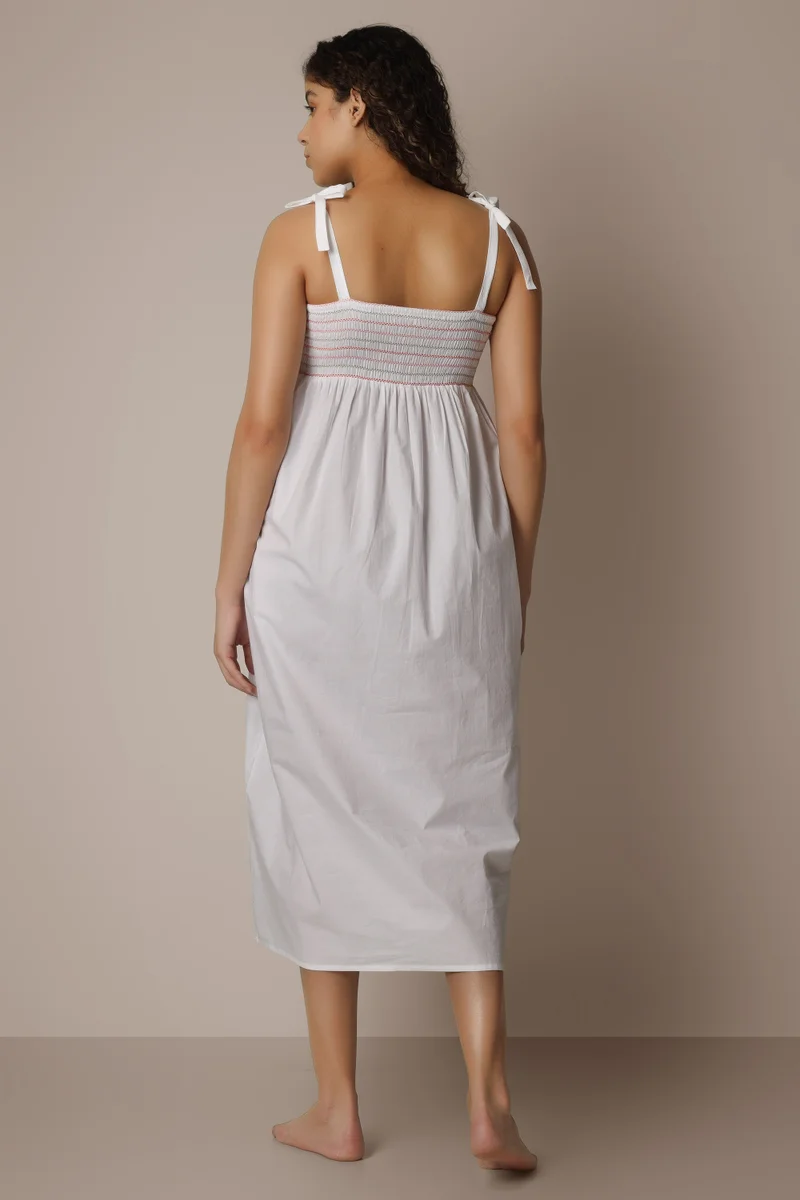 After Dark Portia, White Nightdress and Gown with Smocking