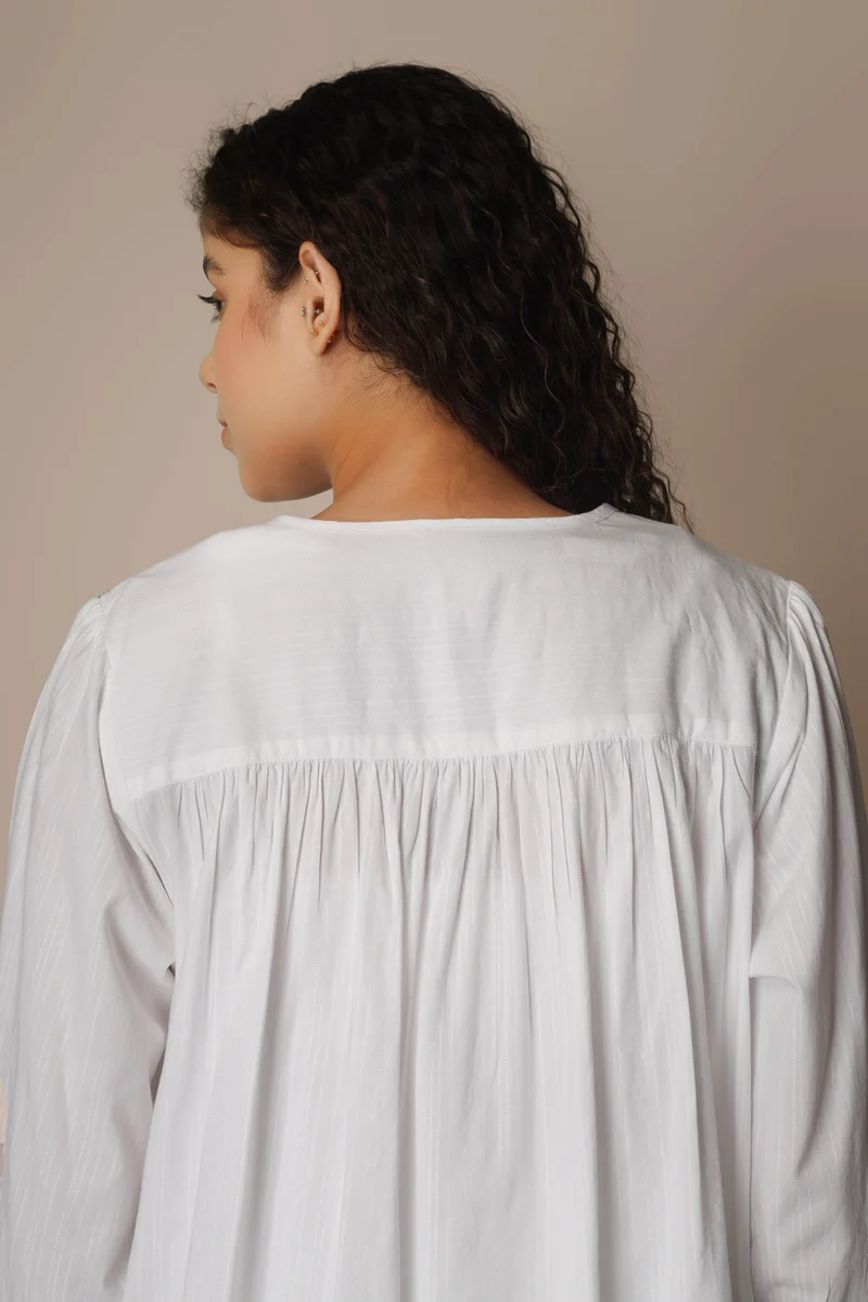 After Dark Portia, White Nightdress and Gown with Smocking