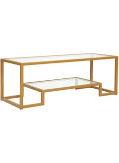 Modern Clear Glass Coffee Table with Metal Frame and Lower Shelf - Rectangular Living Room Accent Table for Minimalist Decor - pzsku/Z9468266FC2DE3D5AB8DBZ/45/_/1731247872/914a33eb-cee6-44b5-8fc5-c5319c5c8791