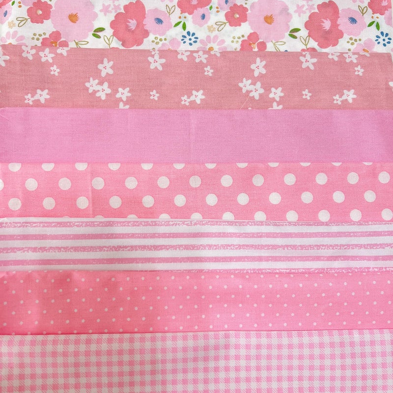 Antetek 7Pcs 20" x 20" Cotton Fabric DIY Making Supplies Quilting Patchwork Fabric Fat Quarter Bundles DIY for Quilting Cotton Patchwork Cushions (Mix Pink Flowers, 20" x 20") - Image 1
