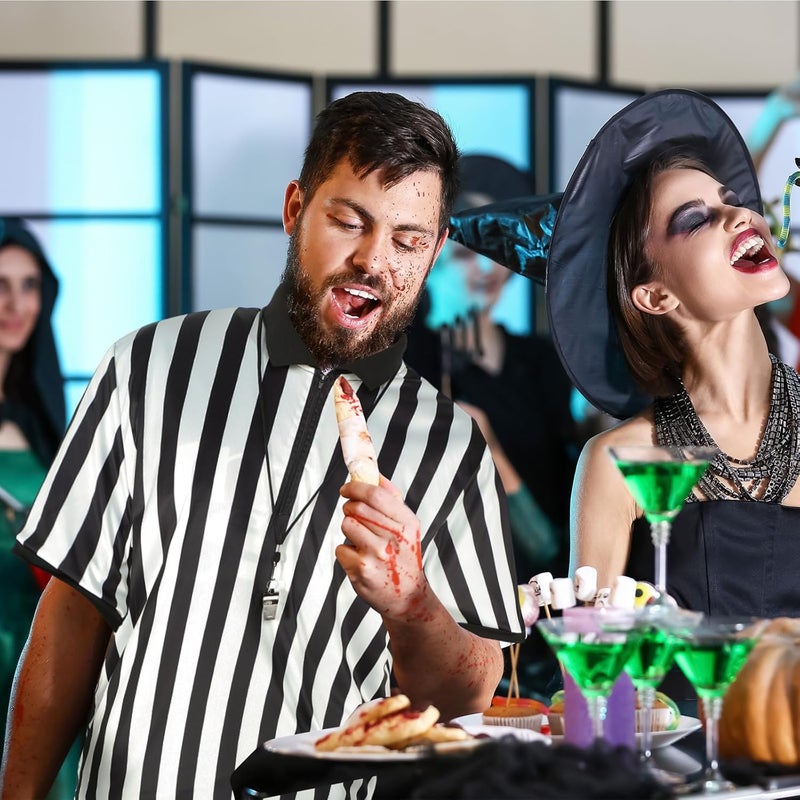 Syhood Referee Shirt Costume Men Women, Whistle Black and White Striped Football Soccer Official Ref Shirt Jersey - Image 5