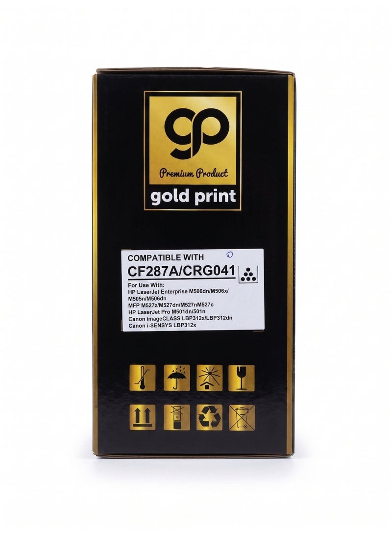 طباعة الذهب Gold Print Premium Toner Cartridge  Universal Model CF287A CRG041  Compatible For HP LaserJet Enterprise M506dn, M506x, M505n, M506dn, MFP M527z, M527dn, M527n, M527c, HP LaserJet Pro M501dn, 501n, Canon imageCLASS, LBP312x, LBP312dn, Canon i-SENSYS LBP312X - Image 3